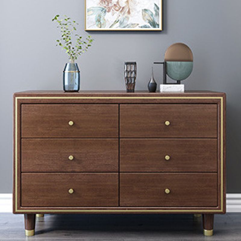 Glam Solid Wood Storage Chest Bedroom Chest in Brown with Drawers