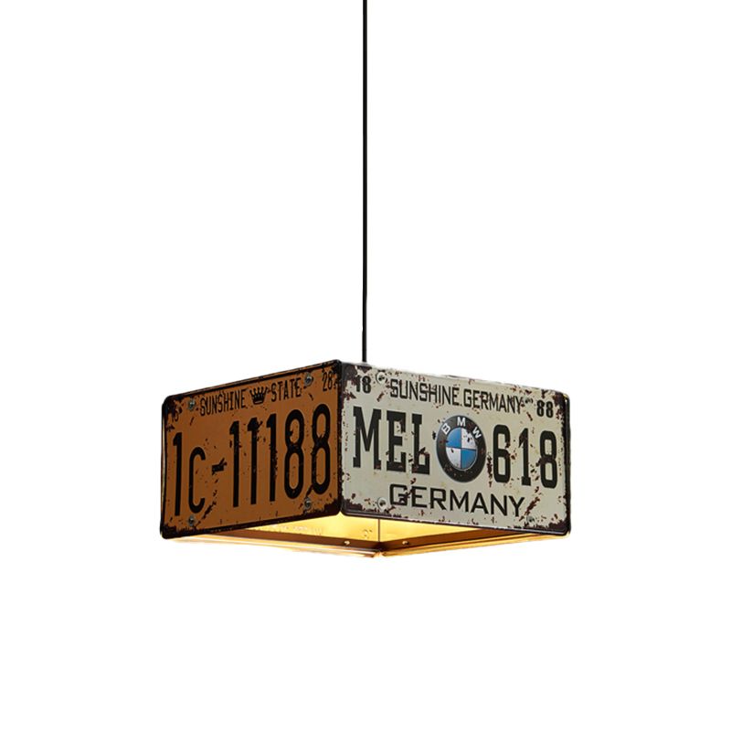 Square Chandelier Lamp with 39" Adjustable Cord Industrial Iron Triple Light Pendant Lighting