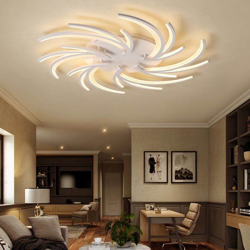 Lampe encastrée à tourbillon moderne en acrylique, 3/4/5 lumières, plafonnier de chambre à coucher blanc chaud/blanc