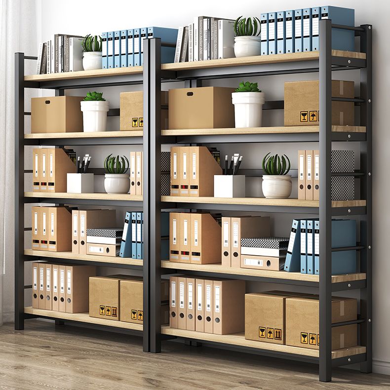 Modern Style Bookshelf Black Metal Frame Bookcase for Office