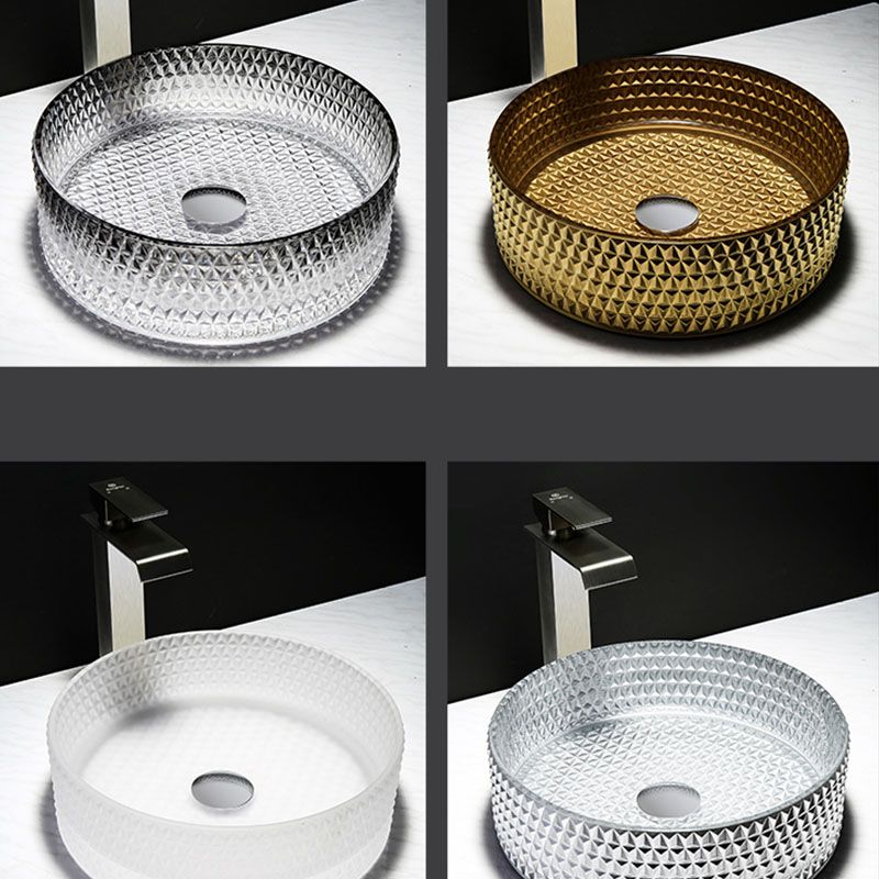 Contemporary Bathroom Sink Glass Round Vessel Bathroom Sink(Not Including Faucet)