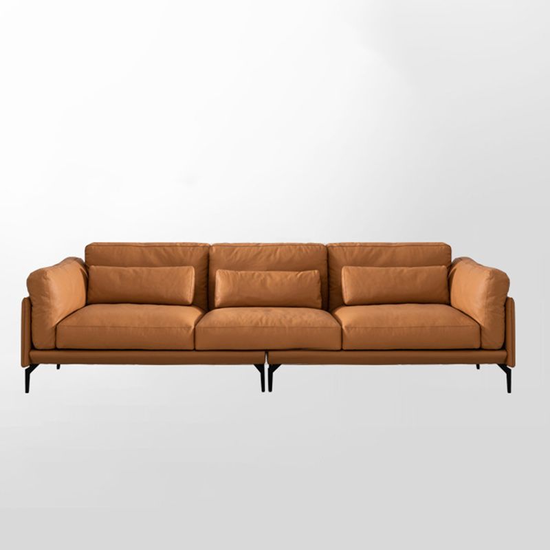 31"H Scandinavian Sectional Sofa Leather Sectional with Bostol Pillows