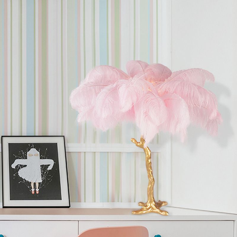 Creatief moderne kokosboom nachtlamp veer eenmalige bol woonkamer tafellicht in roze