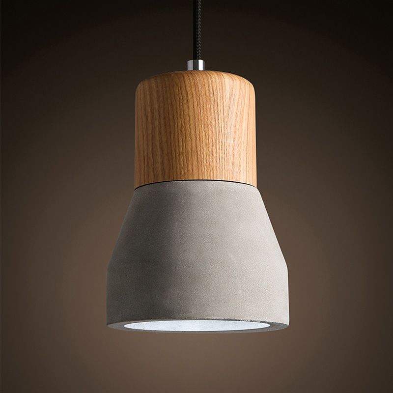 Flesvormige keukenbar druppel hanger Noordse cement 1 lamp grijs en houthangend plafondlicht