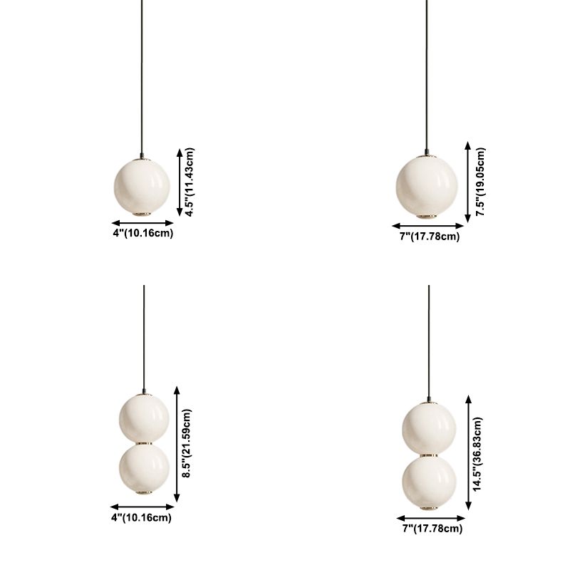 Simple Ball Glass Pendant Light Modern Suspended Lighting Fixture for Bedroom