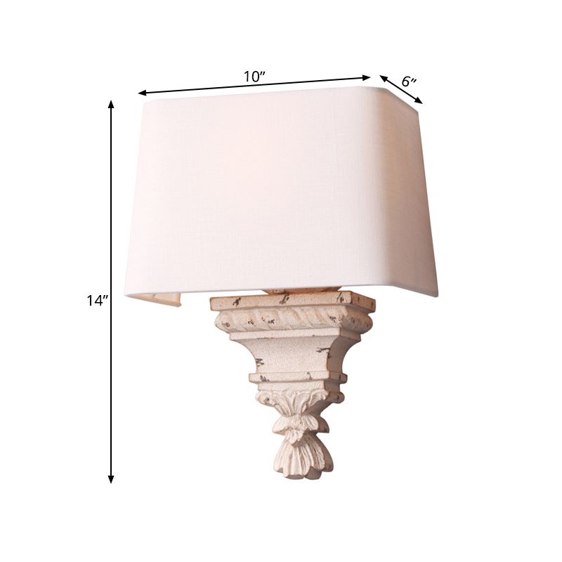 1 Light Bedroom Wall Mount Light Simple White Sconce Light Fixture with Tapered Fabric Shade