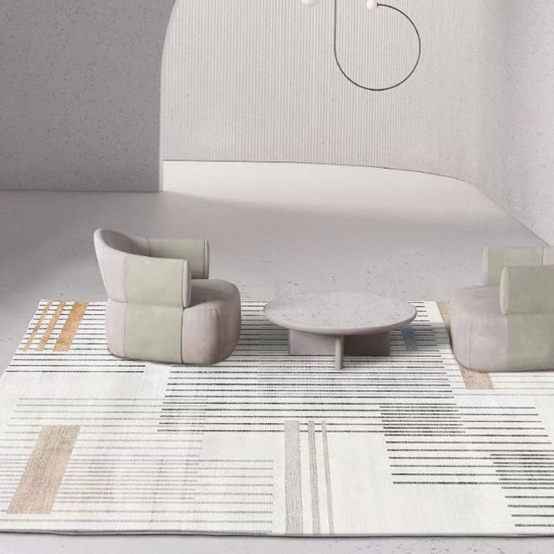 Gray Modern Rug Polyester Streak Rug Stain Resistant Rug for Living Room