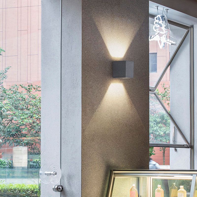 Cuboid Wall Light Farmture Moderne 1-licht grijze wandlamp met cementschaduw