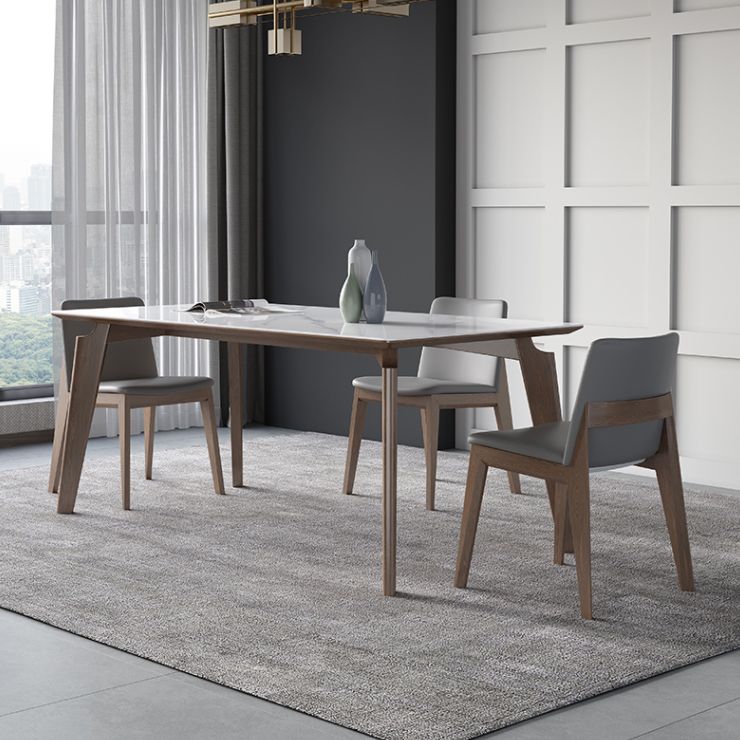 Sintered Stone Rectangle Table Medieval Modern White Table with 4 Legs for Restaurant