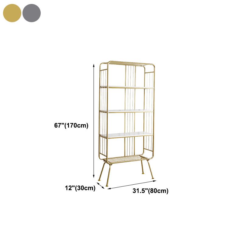 12" W Metal Frame Bookshelf Modern Black / Gold Open Storage Bookcase