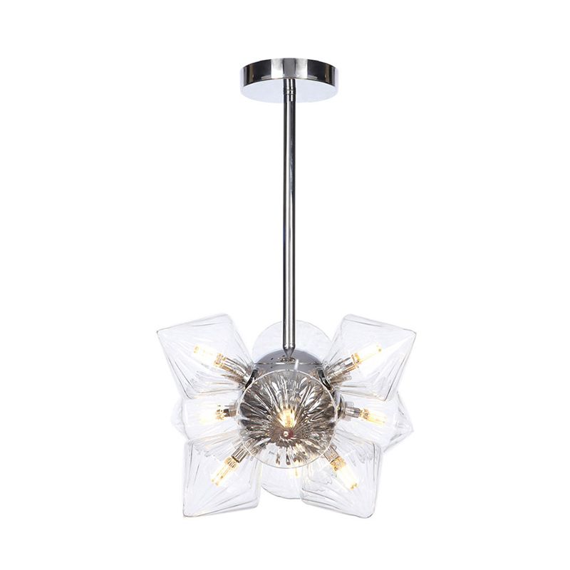 Black / Chrome Prism Semi Flush Light Vintage vintage Clear / Amber Verre 9/12 lumières Laume de vie de salon