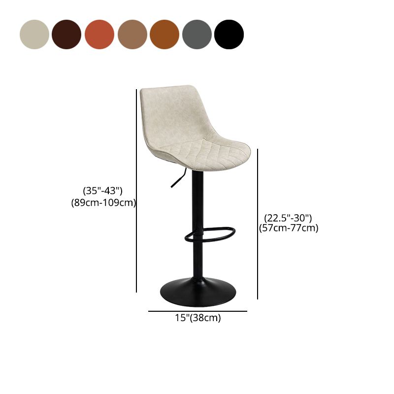 Industrial Bar and Counter Stool Adjustable Height Stool with Pedestal Base in Black