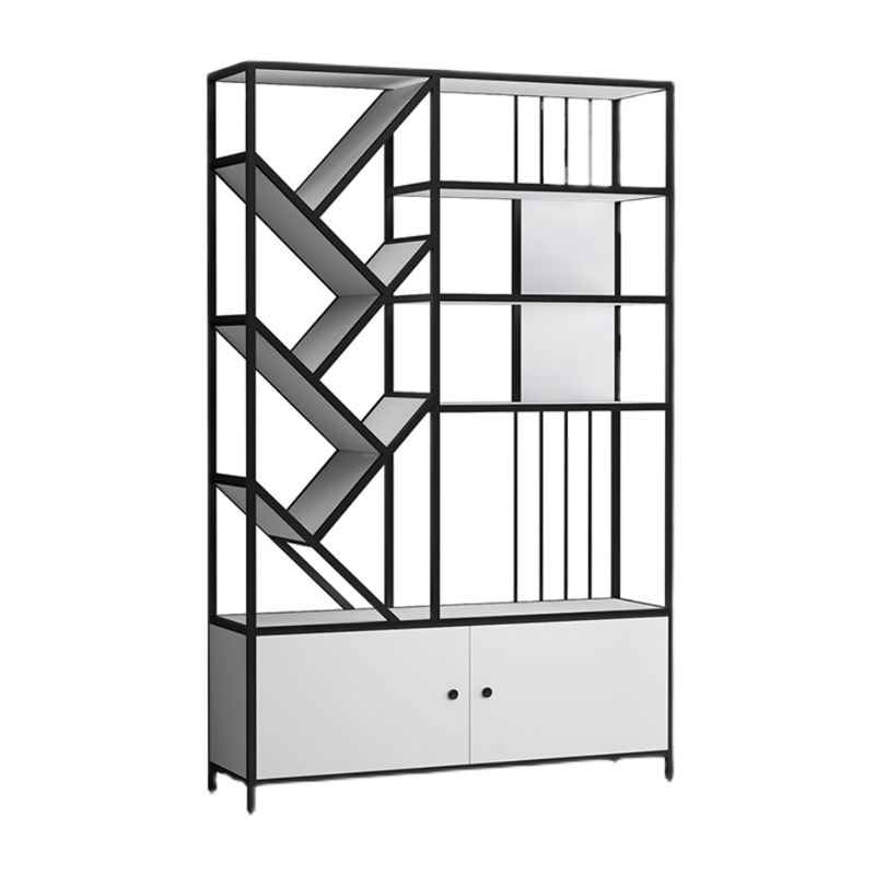 Scandinavian Open Back Bookshelf Metal Bookcase with Cabinet
