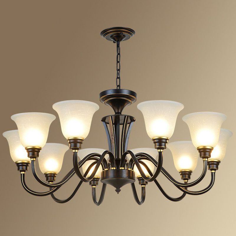 Rustikale glockenförmige Suspension lichtcreme Glas Kronleuchter Beleuchtung für Esszimmer