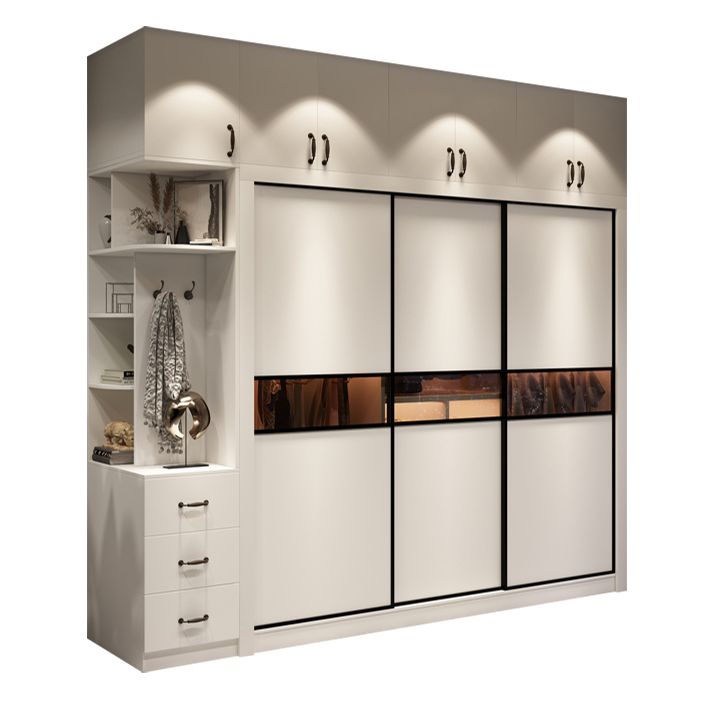 White Contemporary Wardrobe Cabinet Wooden Wardrobe Armoire for Home