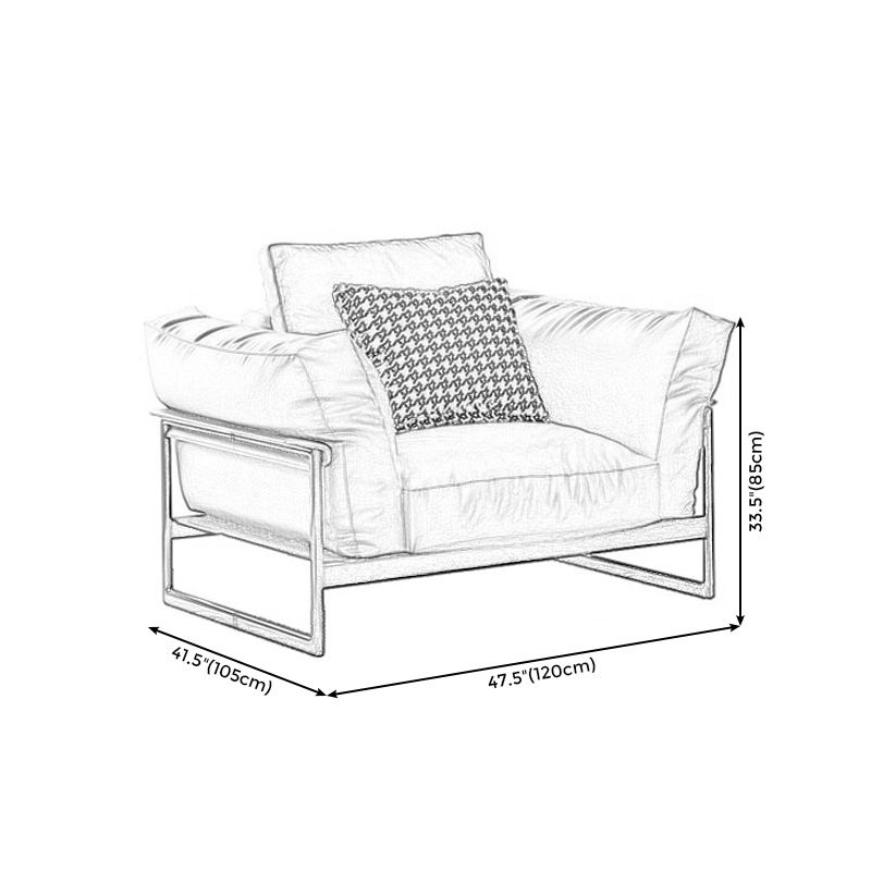 Sof industriel classique en cuir authentique 33,46 "High Square ARM SOFA & BOLSTER OREILLERS