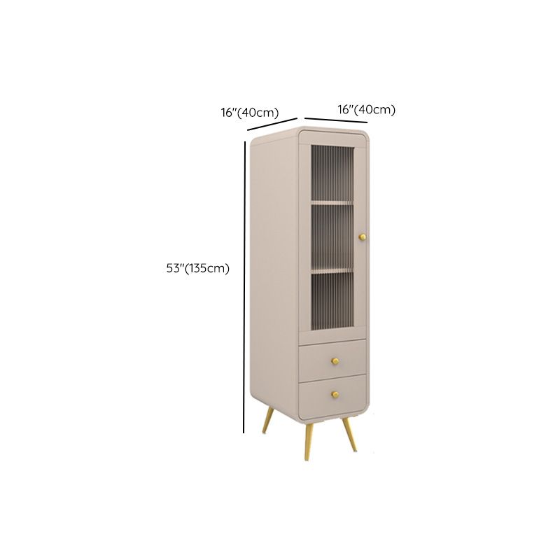 Modern 15.7" W Square Cabinet 1 Glass Door Side Cabinet with 2 Drawers