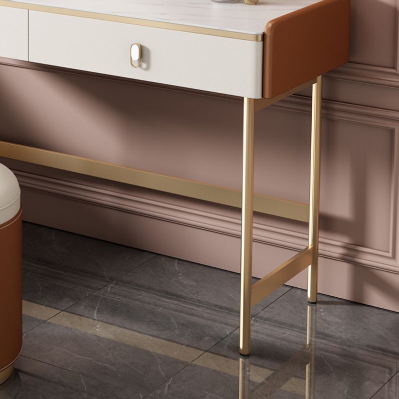 Luxurious Stone Top Dressing Table Bedroom Make-up Vanity in Orange