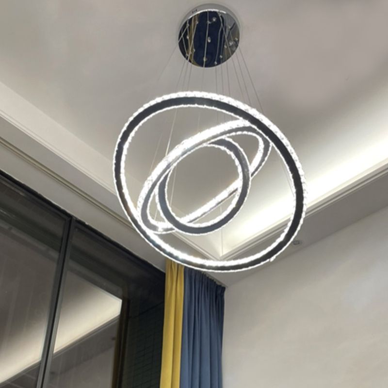 Moderne ring kroonluchter verlichtingsarmaturen multi-head kroonluchter lamp met kristalschaduw