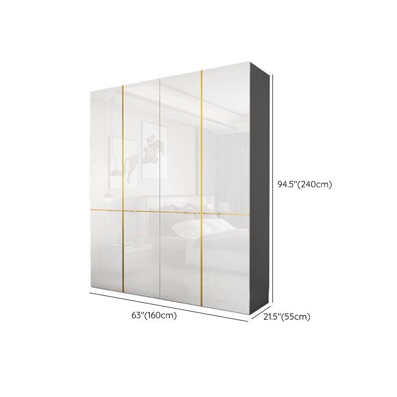 Modern Rectangle Wardrobe Cabinet Wooden White Cabinet with Clothes Rail