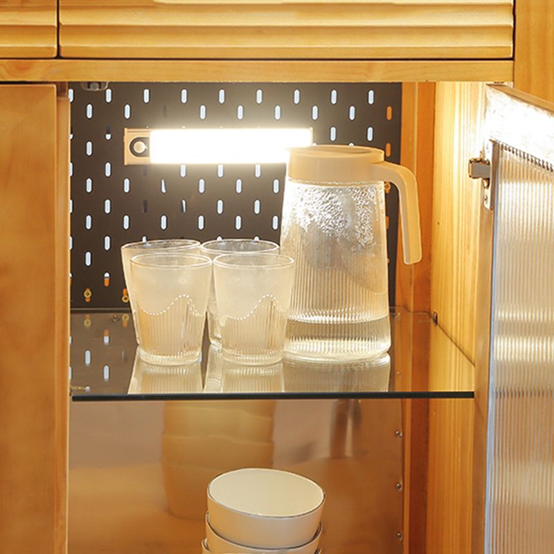 Modern Kitchen Island Table with Drawers and Glass Storage Cabinet