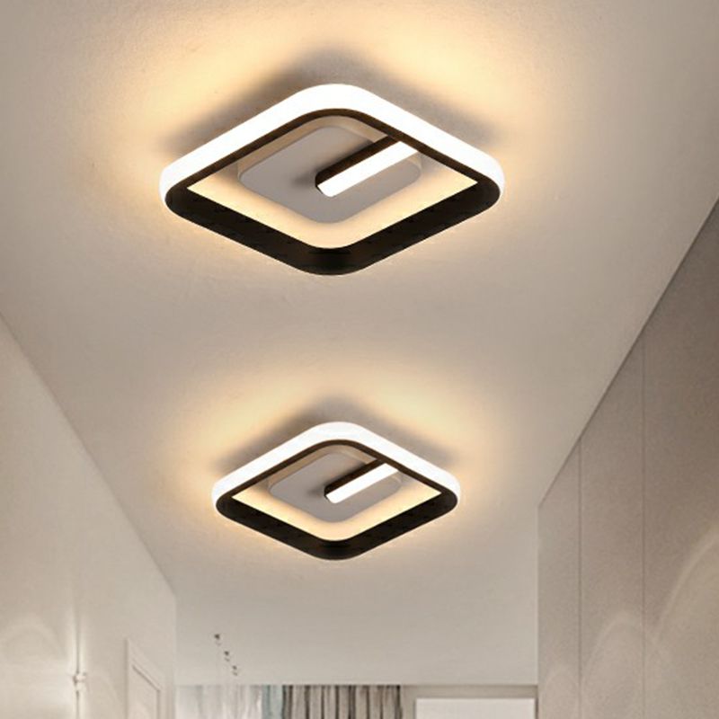 Kleine Foyer-Deckenleuchte aus Metall, minimalistische LED-Einbauleuchte in Schwarz