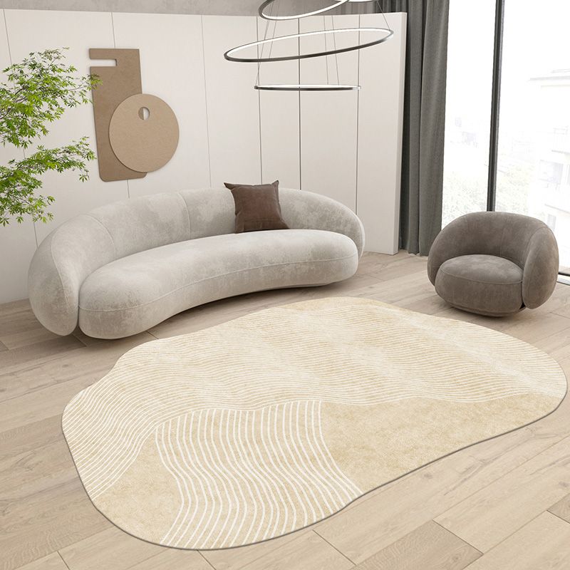 Simplicity Apricot Carpet Modern Novelty Shape Rug Polyester Stain Resistant Carpet for Living Room