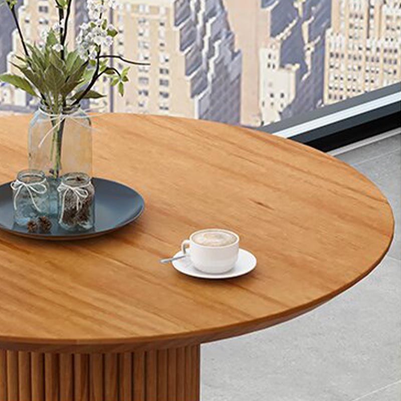 Modern Pedestal Casual Dining Table Solid Wood Round Dinner Room Kitchen Table