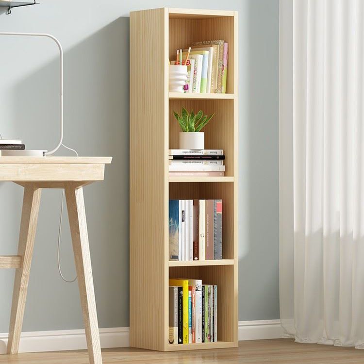 Scandinavian Pine Standard Bookshelf Vertical Closed Back Bookshelf for Living Room