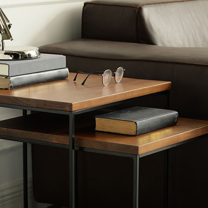 Industrial Cocktail Table Rectangle Solid Wood Coffee Cocktail Table