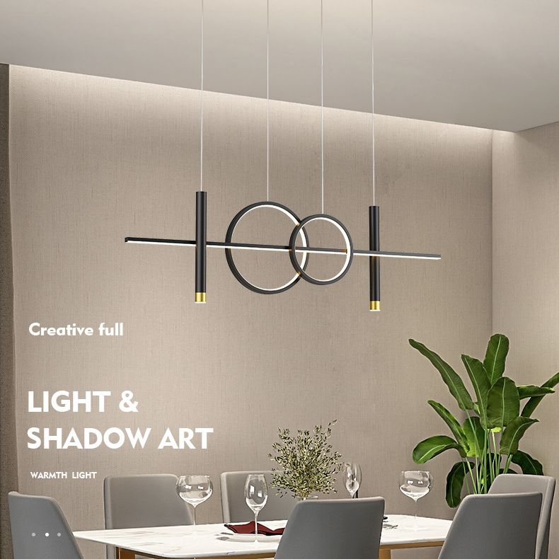 Modern Creative Linear Linear Led Light Light Iron Iron Spendant Light con ombra acrilica