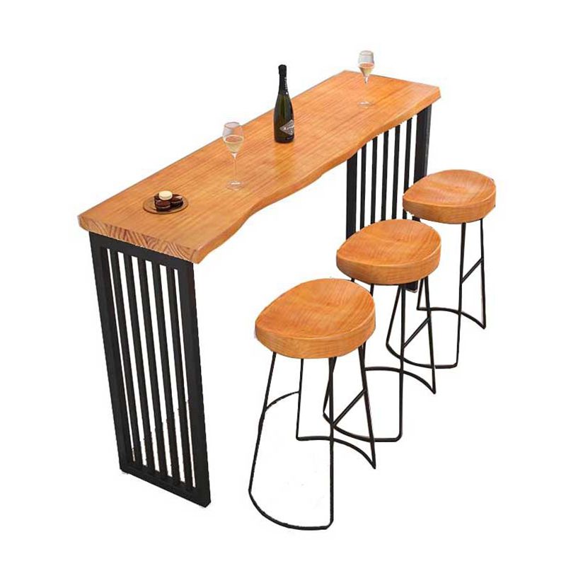 Industrial Rectangle Solid Wood Bar Table Set 1/2/3/4/5/7 Pieces Counter Table with Stools