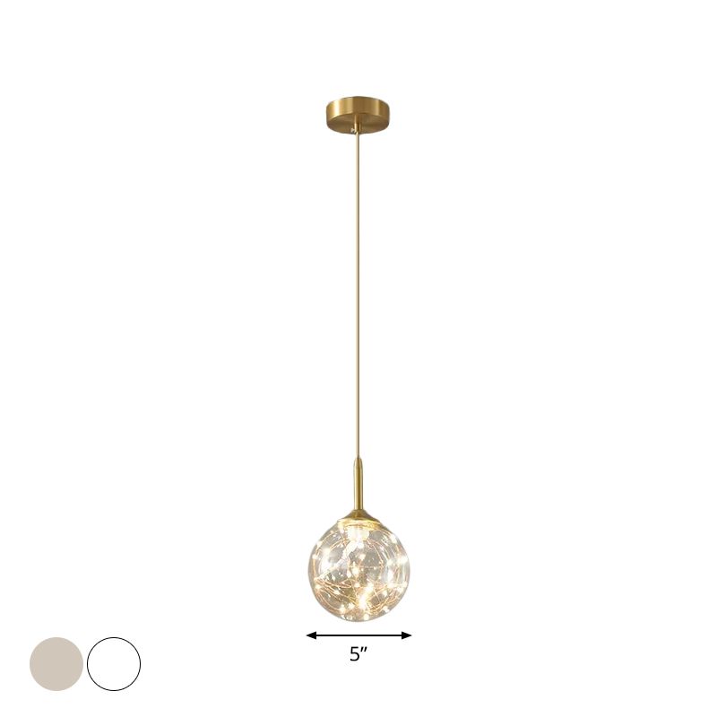 Moderne bol plafond hanger glazen eetkamer led suspensielamp in messing