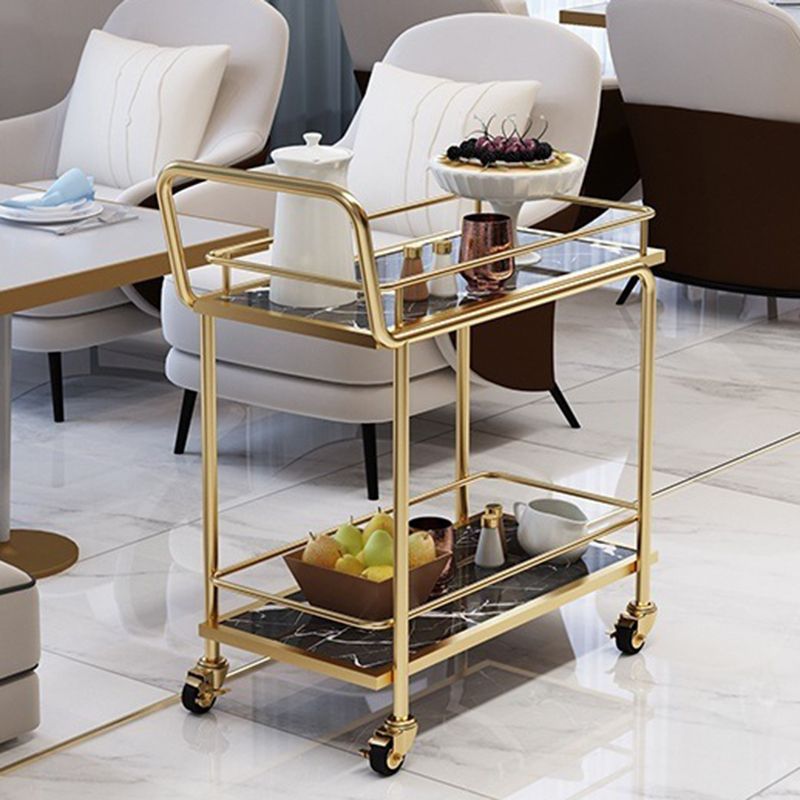 Contemporary Metal Prep Table 33.86"H Rolling Prep Table for Home Use