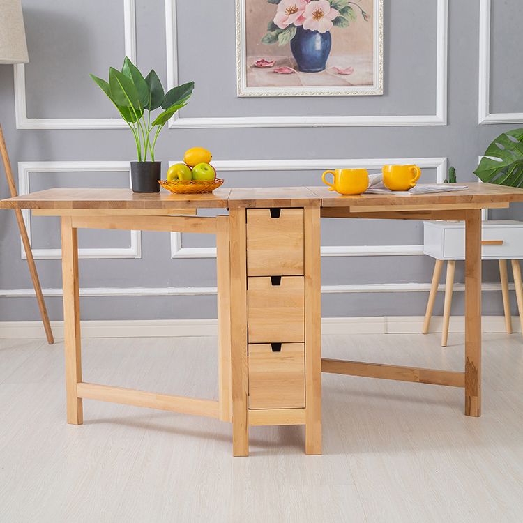 Modern Style Rectangle Solid Wood Drop-Leaf Dining Table, 59" x 31.5" x 29.5"
