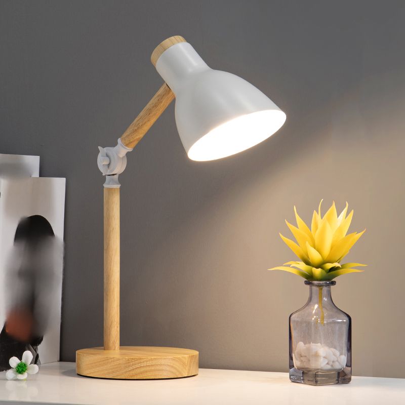 Lampada da tavolo notturna conica moderna in stile metallo a 1 luce