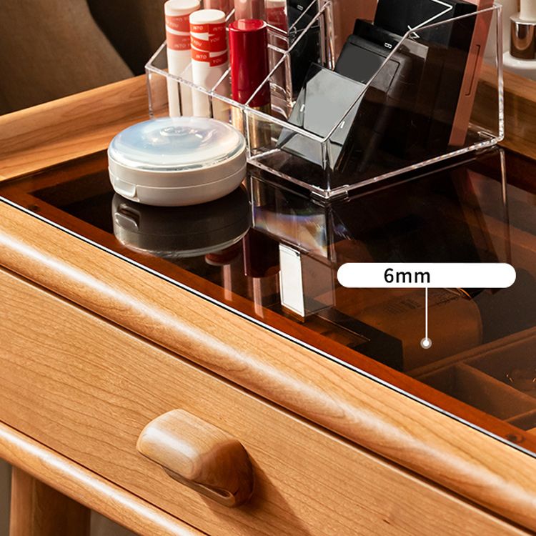 Minimalism Solid Wood Makeup Table Vanity Stool with Drawers and Mirror