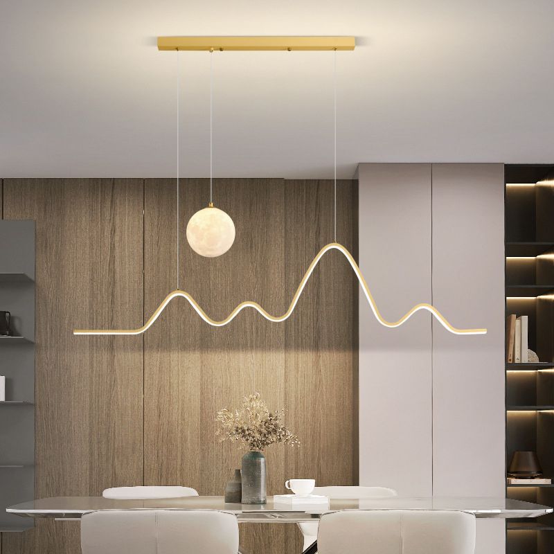2-Light White / Golden / Black Modernism Style Unique Kitchen Island Lighting
