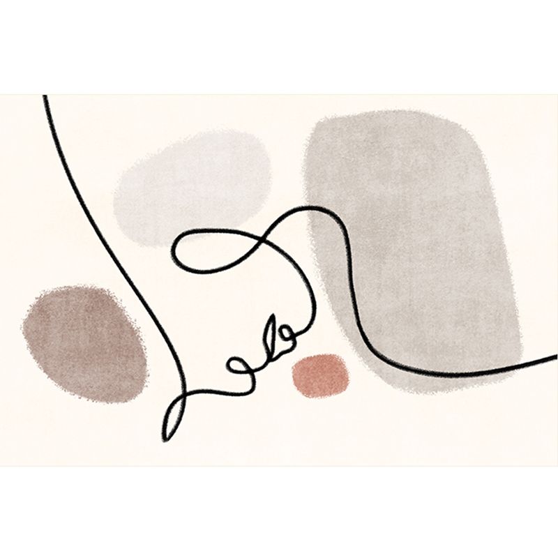 Stylish Modern Carpet White Abstract Pattern Area Rug Polyester Anti-Slip Rug for Home Decor