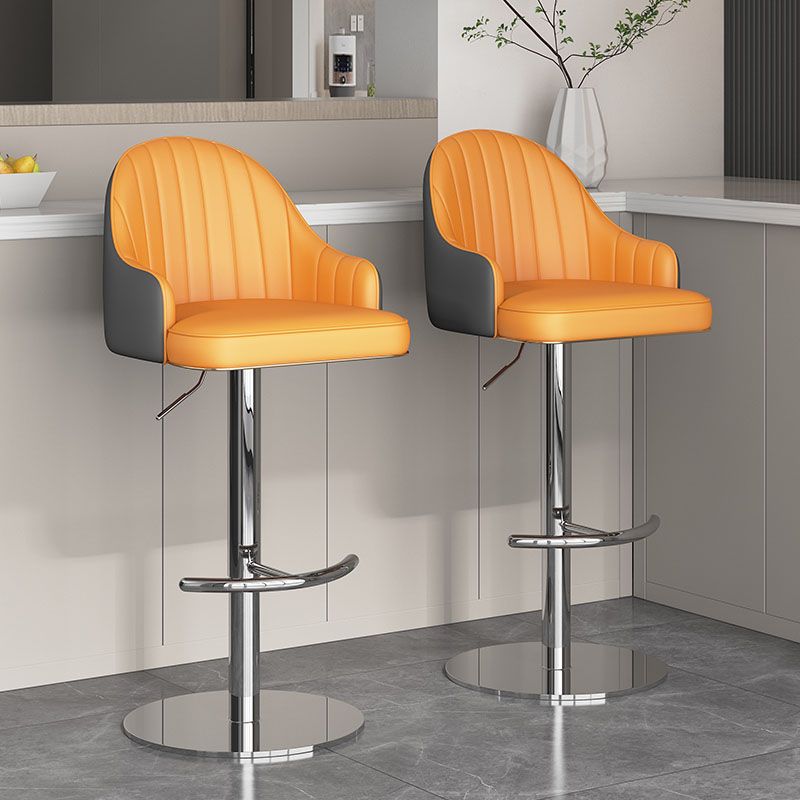 Swivel Adjustable Height Patio Bar Stool Upholstered Indoor Bar Stool with Chrome Base