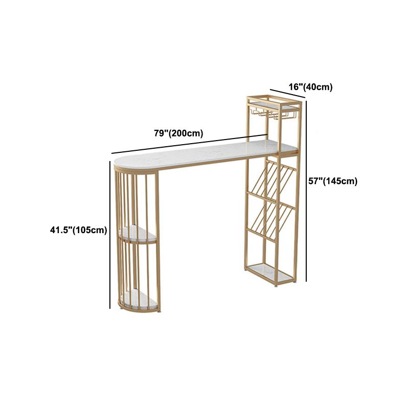 Glam 1/2/3 Pieces Bar Table Set Rectangle Bar Table with Metal High Stools for Home
