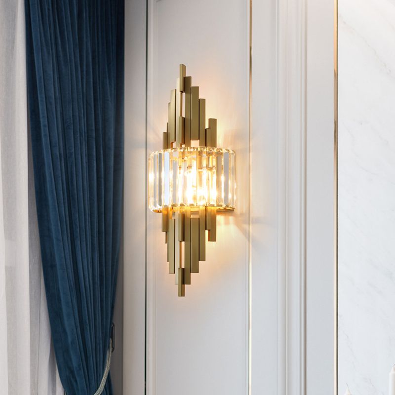 2-Light Geometric Wall Light Modern Crystal Wall Light Fixture
