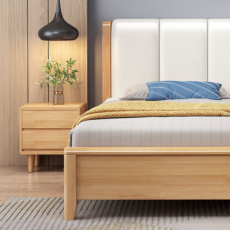 Rectangular Modern Panel Bed Solid Wood Standard Bed with Headboard
