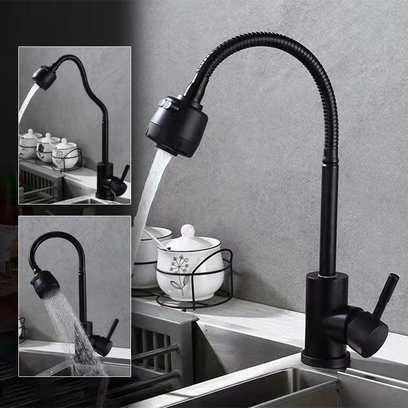 Modern 1-Handle 1-Hole Faucets Black and Silver Standard Kitchen Faucet