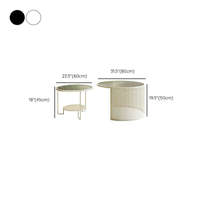 Glass Round Coffee Table 4 Legs Base Type Nesting Cocktail Table