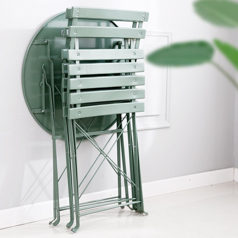 Boho Style Dining Set Metal Round 3 Pieces Patio Dining Table Set