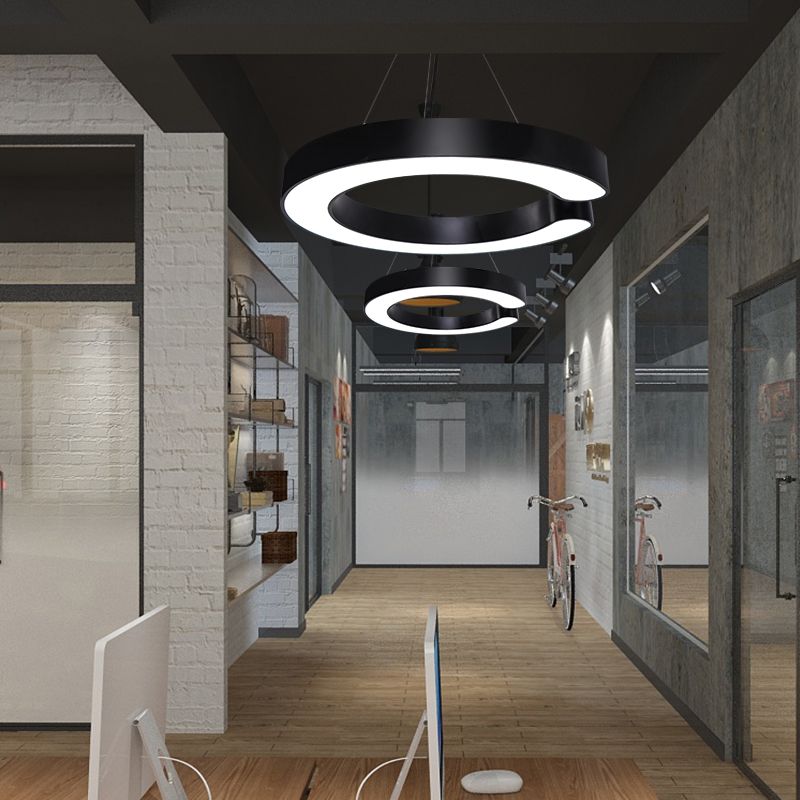 C Shaped Metal Pendant Light Fixture Minimalism LED Ceiling Hang Lamp for Office