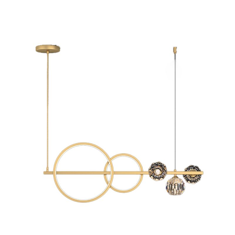 Ball Shape Crystal Island Pendants Modern Style Multi Lights Island Pendant Lights
