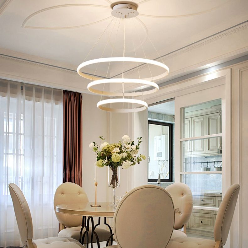 Contemporary Circle Pendant Light Fixture Aluminum Hanging Pendant Light for Living Room