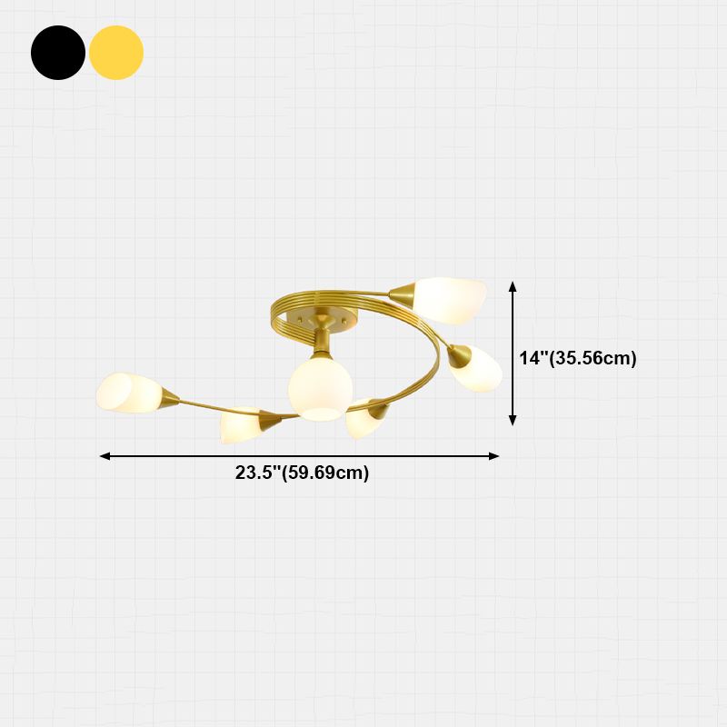 Schattiertes Wohnzimmer halb Flush Deckenleuchte Einfachheit Glasdecke Flush Mount